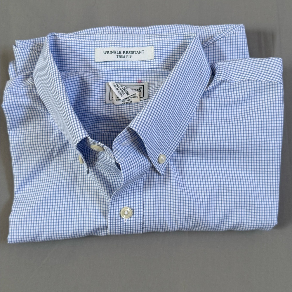 L.L. Bean Blue Gingham Button Down Shirt